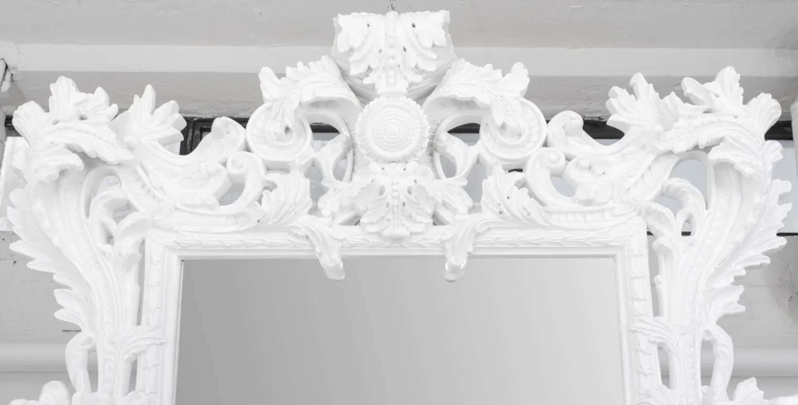 Baroque Revival White Lacquered Full Length Mirror