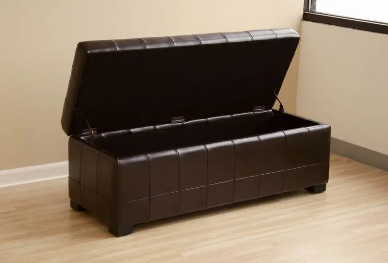 Baxton Studio Full Leather Storage Bench Ottoman with Dimples