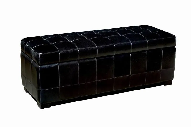 Baxton Studio Full Leather Storage Bench Ottoman with Dimples