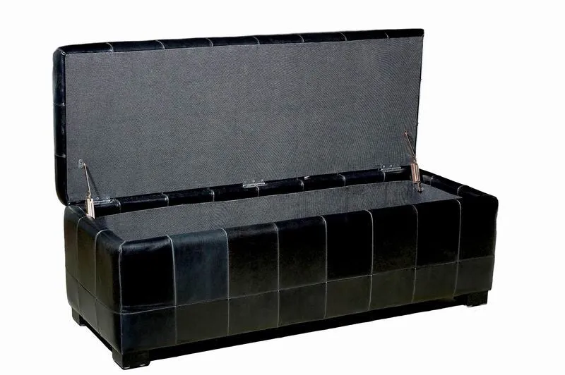 Baxton Studio Full Leather Storage Bench Ottoman with Dimples