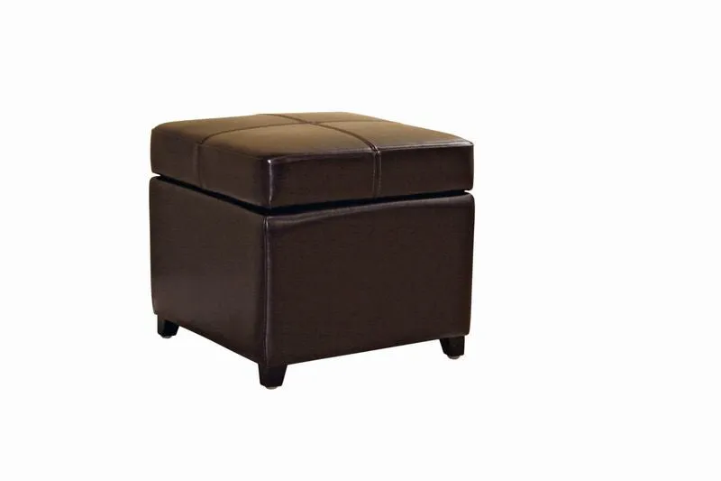Baxton Studio Full Leather Storage Cube Ottoman