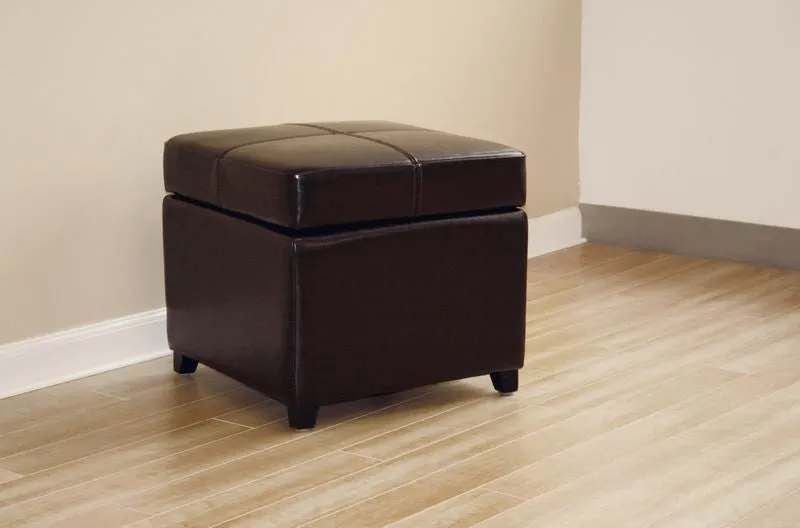 Baxton Studio Full Leather Storage Cube Ottoman