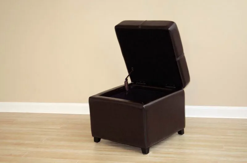 Baxton Studio Full Leather Storage Cube Ottoman