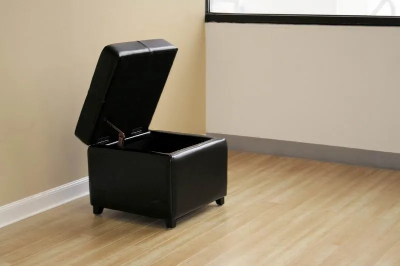 Baxton Studio Full Leather Storage Cube Ottoman