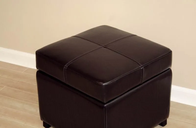 Baxton Studio Full Leather Storage Cube Ottoman