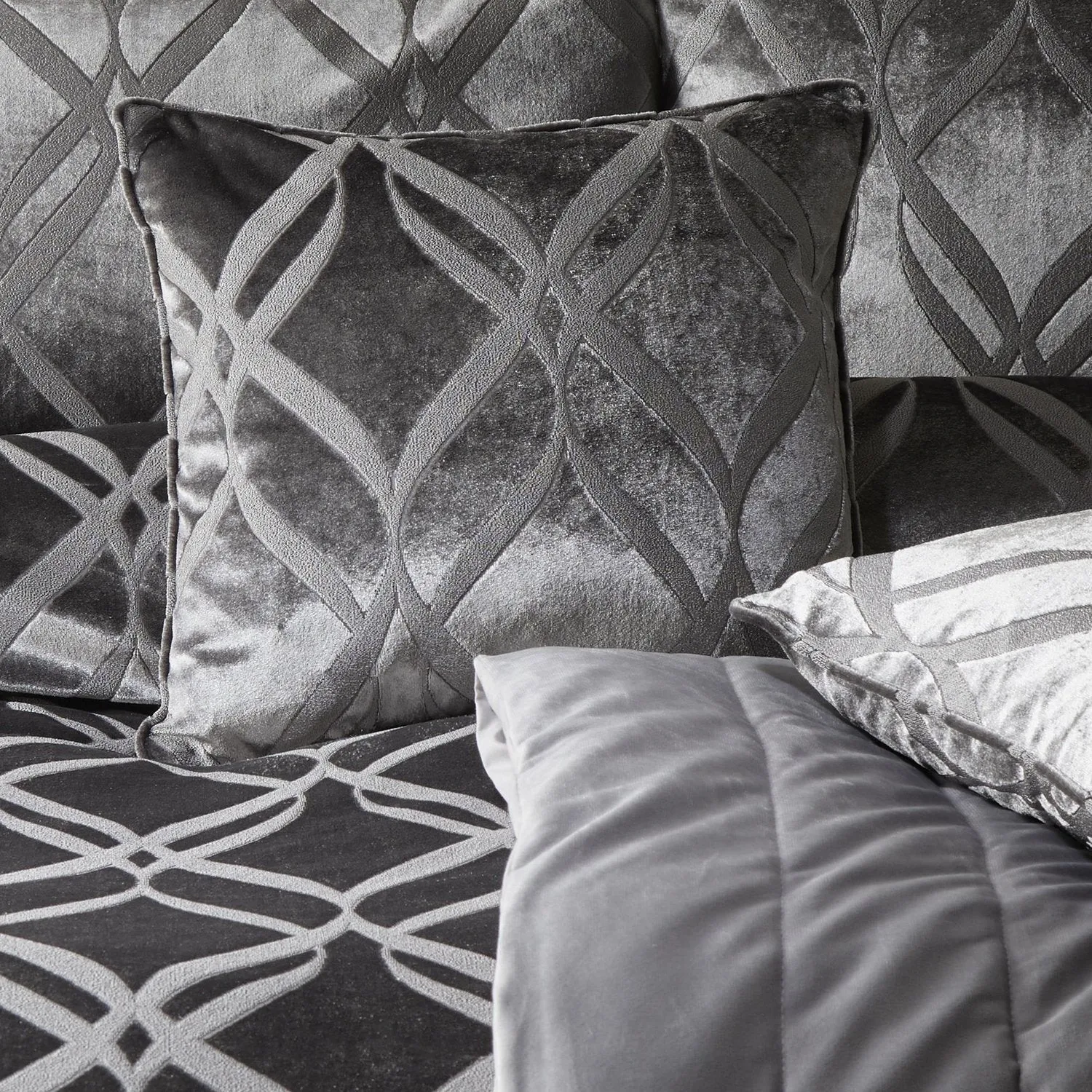Belfort Slate Velvet Cushion (43cm x 43cm)