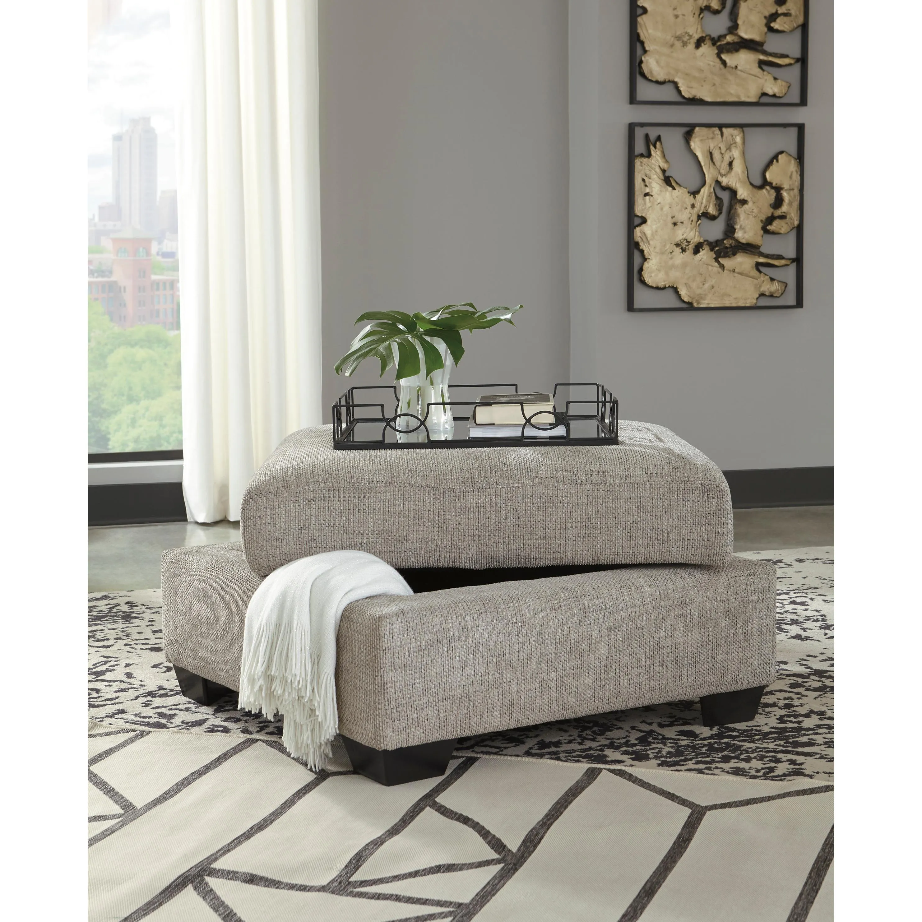 Benchcraft Megginson Fabric Storage Ottoman 9600611