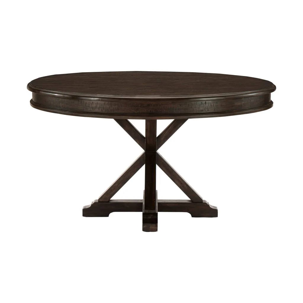 Berey 54 Inch Dining Table, Round 4 Seater, Driftwood Brown Wood Finish By Casagear Home