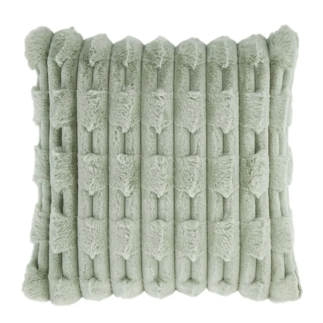 Bianca Carved Faux Fur Cushion Sage 50x50 | Cover Only