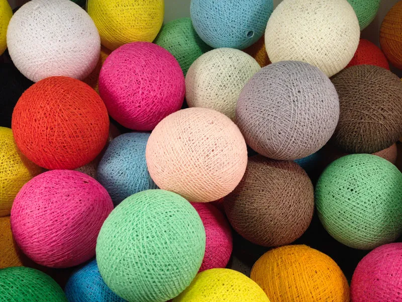 Bindi Cotton Ball Lantern Peach