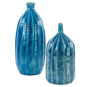 Bixby Blue Vases, S/2