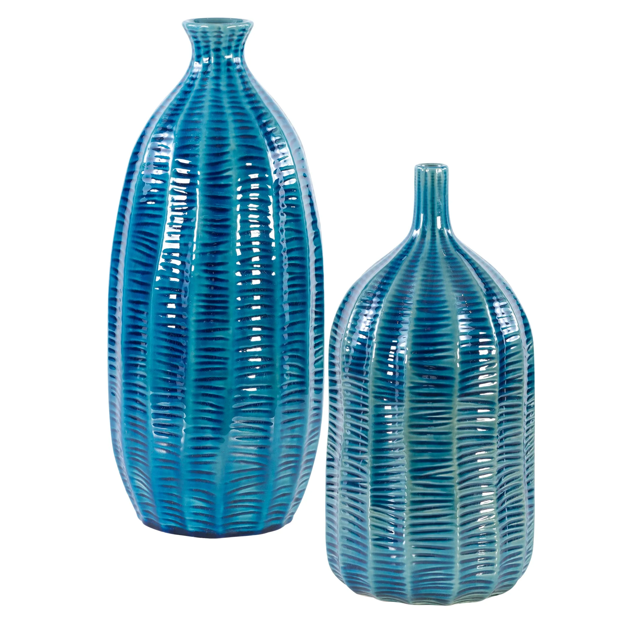 Bixby Blue Vases, S/2