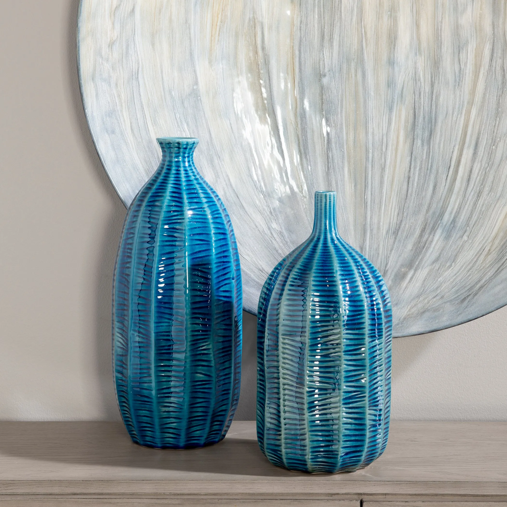 Bixby Blue Vases, S/2