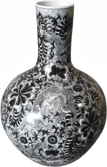Black Dragon Globular Vase