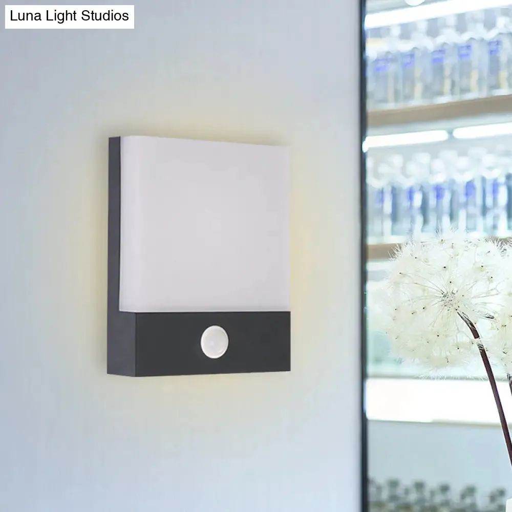 Black Metallic LED Wall Sconce Light: Modern Corner Mount Lamp with Induction Technology