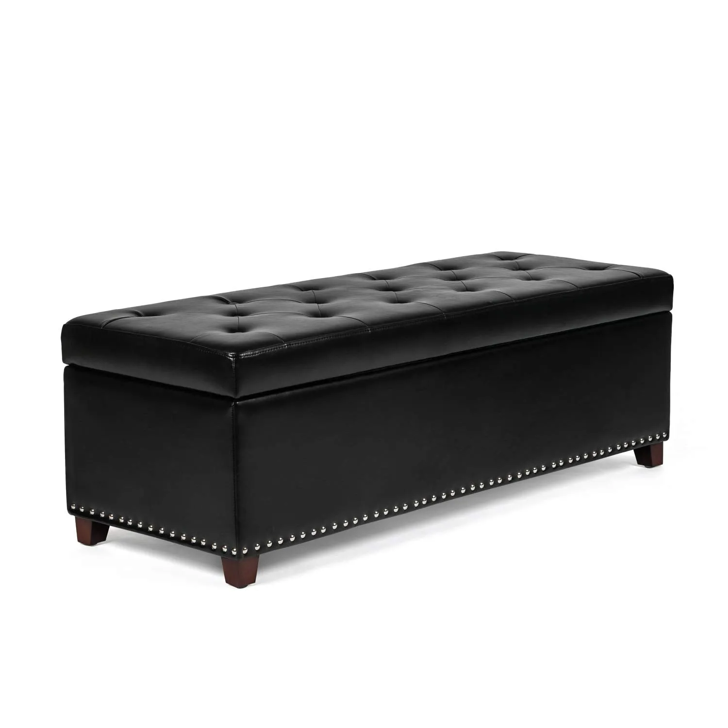 BLACK OAK 2 Seater Organizer Storage Ottoman Bench Footrest Stool Coffee Table Luper Tufted Storage Ottoman Large (Brown)