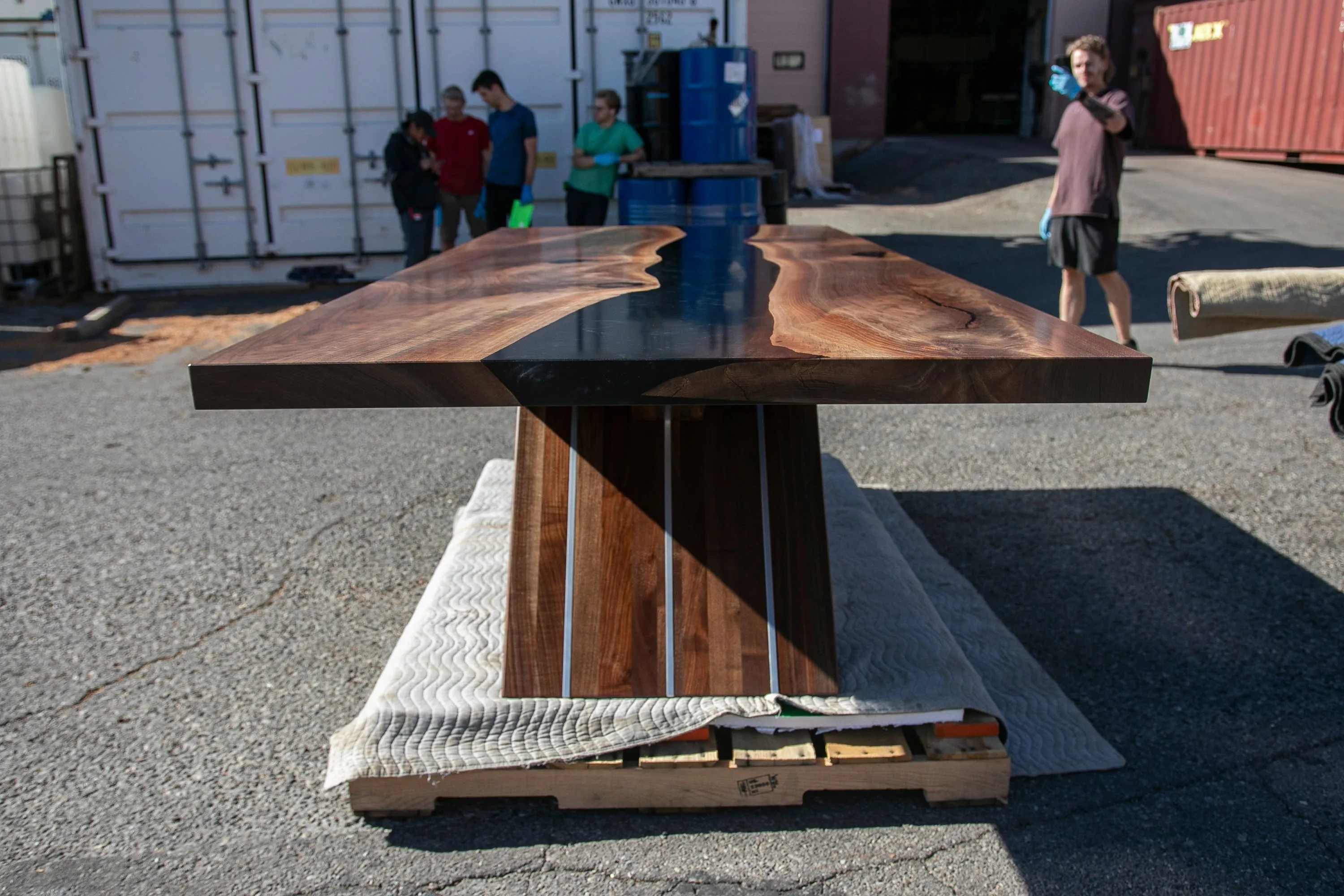 Black Walnut and Smoky Grey Resin Dining Table
