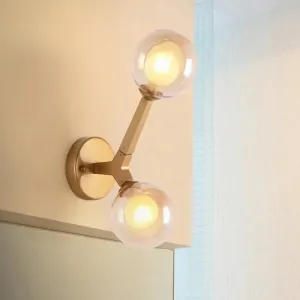 Black/Gold Nordic Bubble Wall Sconce Lamp with Clear Glass - 2 Lights, Bedroom Lighting