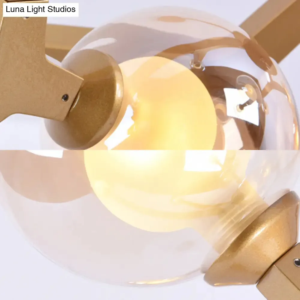 Black/Gold Nordic Bubble Wall Sconce Lamp with Clear Glass - 2 Lights, Bedroom Lighting