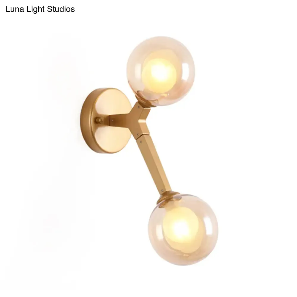Black/Gold Nordic Bubble Wall Sconce Lamp with Clear Glass - 2 Lights, Bedroom Lighting