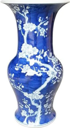 Blue & White Plum Blossom Wide Mouth Vase