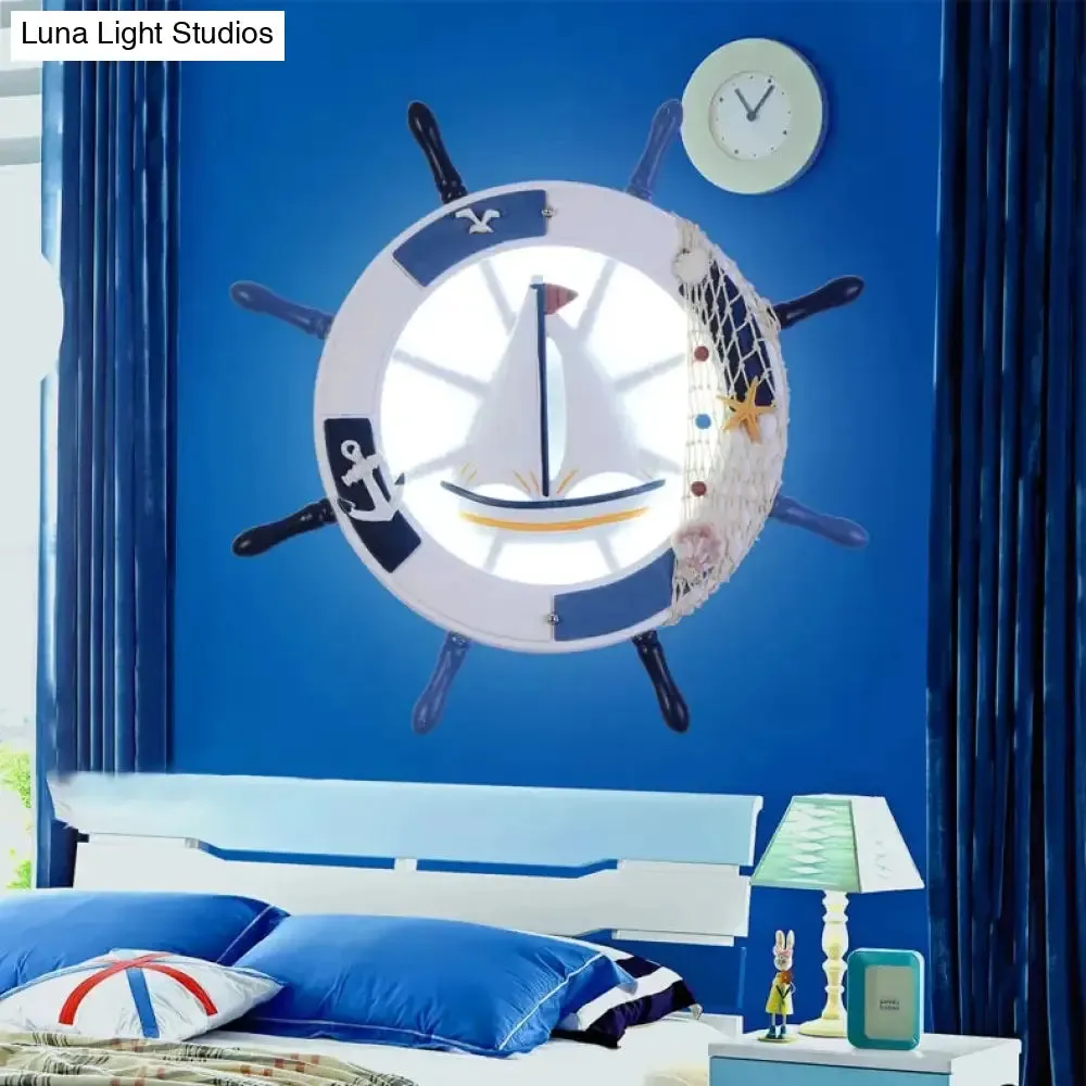 Blue Rudder Wall Light - Creative Acrylic LED Sconce for Kids' Bedroom