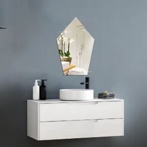 Bnezz - Self Adhesive Wall Mirror Stickers Big Size (30x20) Cm Frameless Mirror for Wall Stickers | Mirror for Bathroom | Bedroom | Wash Basin Flexible Mirror Sheets for Wall (R-PentagonMirror)