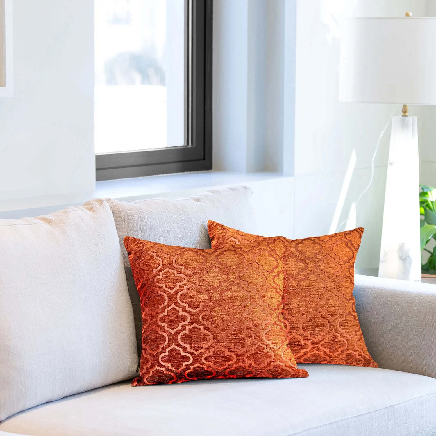 Bohemia Terracotta Geometric Cushion Covers Pair (43cm x 43cm)