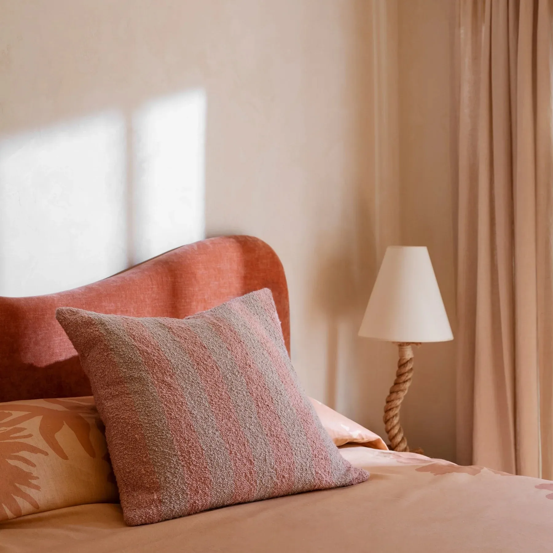Bonnie & Neil Boucle Stripe Soft Pink Cushion 60cm