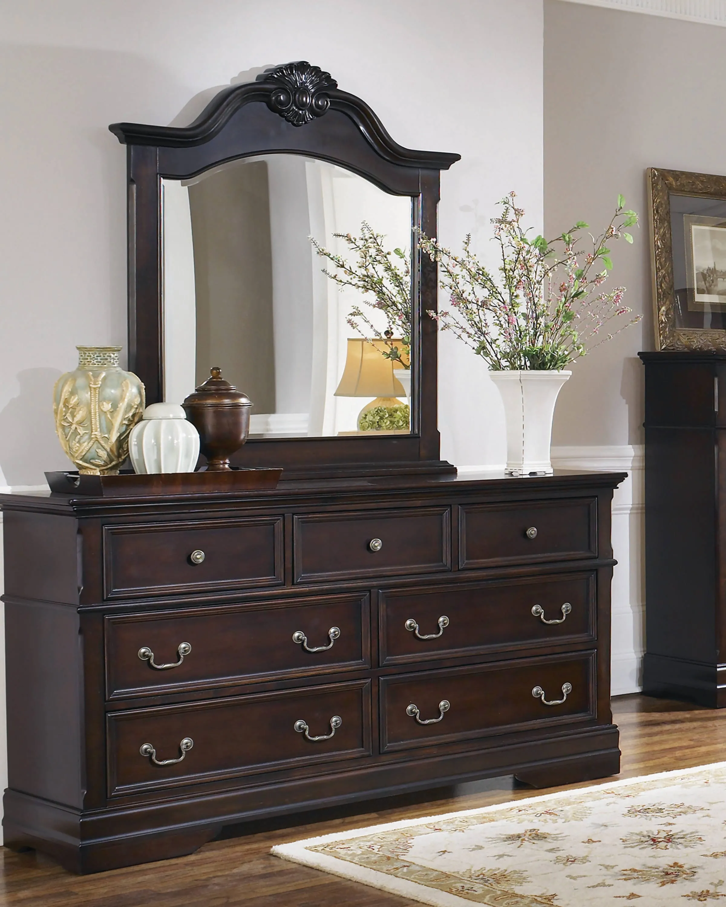Cambridge Carved Mirror Cappuccino Collection, Classic European Inspired Mirror, Stunning, Adds Refined Balance Above A Dresser: Cambridge SKU: 203194