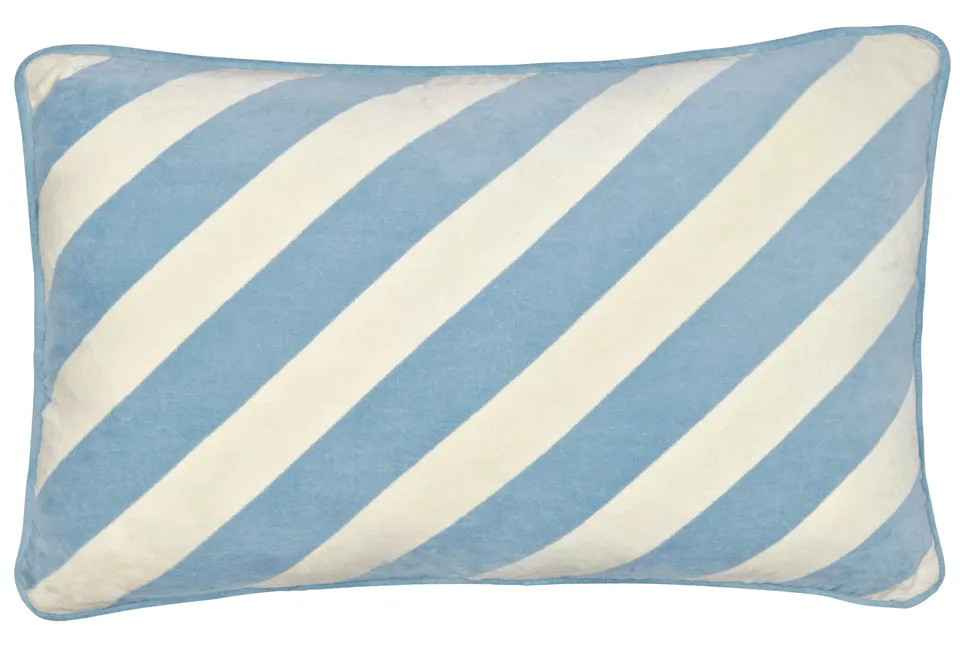 Castle Blue Stripe Lumber Velvet Cushion