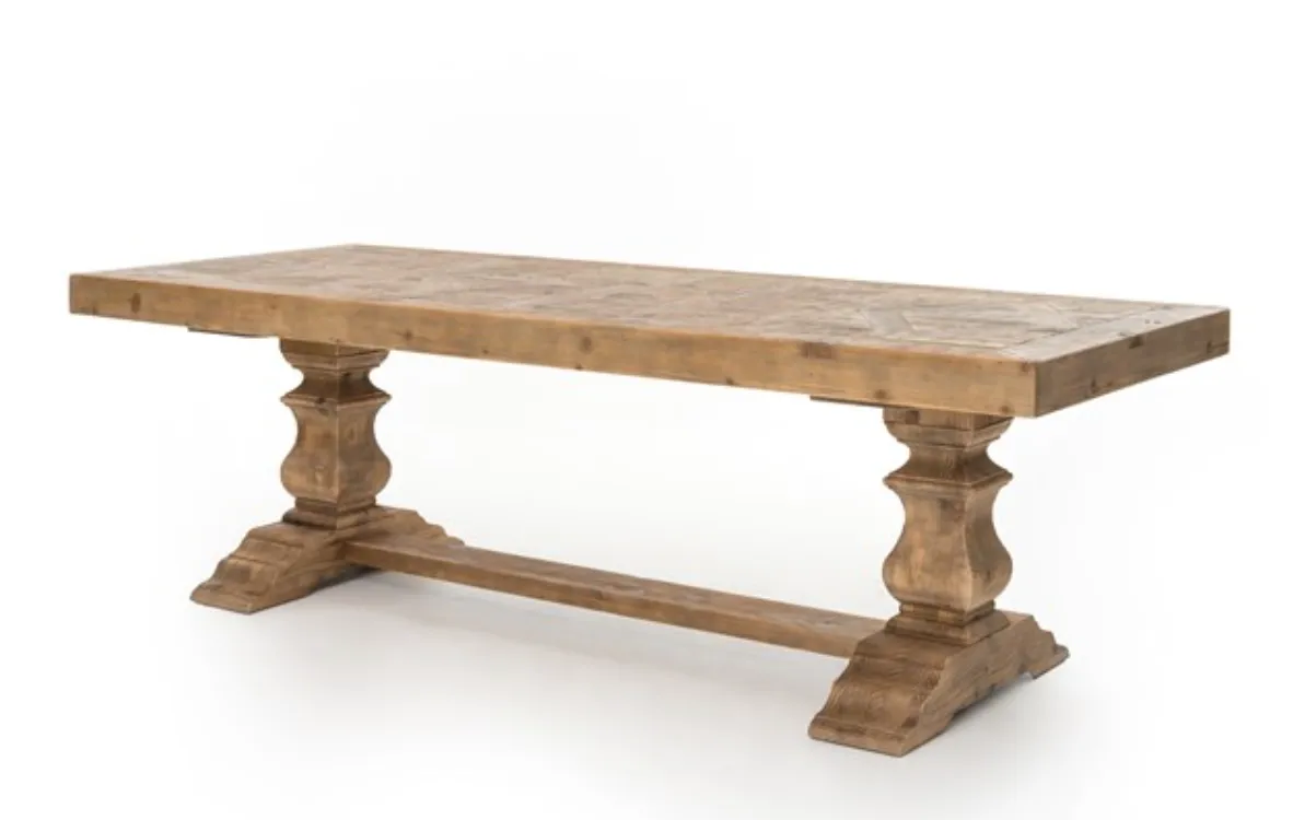 CASTLE DINING TABLE 98", WAXED BLEACHED PINE