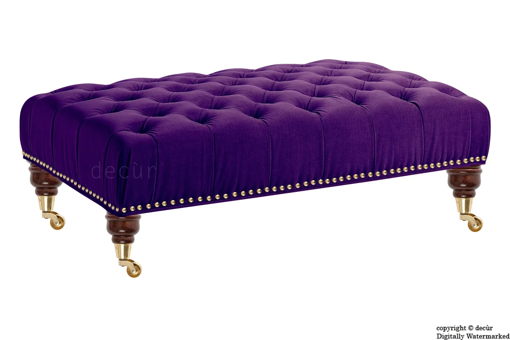 Catherine Buttoned Velvet Footstool - Amethyst with Optional Storage