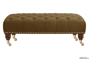 Catherine Buttoned Velvet Footstool - Mushroom with Optional Storage