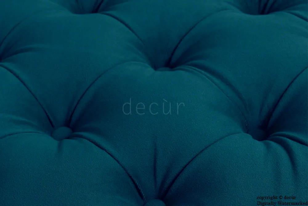 Catherine Buttoned Velvet Footstool - Peacock with Optional Storage
