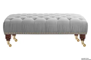 Catherine Buttoned Velvet Footstool - Silver with Optional Storage