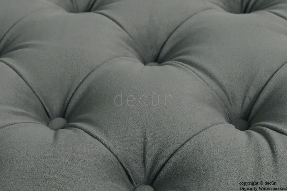 Catherine Buttoned Velvet Footstool - Slate with Optional Storage