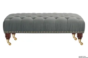 Catherine Buttoned Velvet Footstool - Slate with Optional Storage