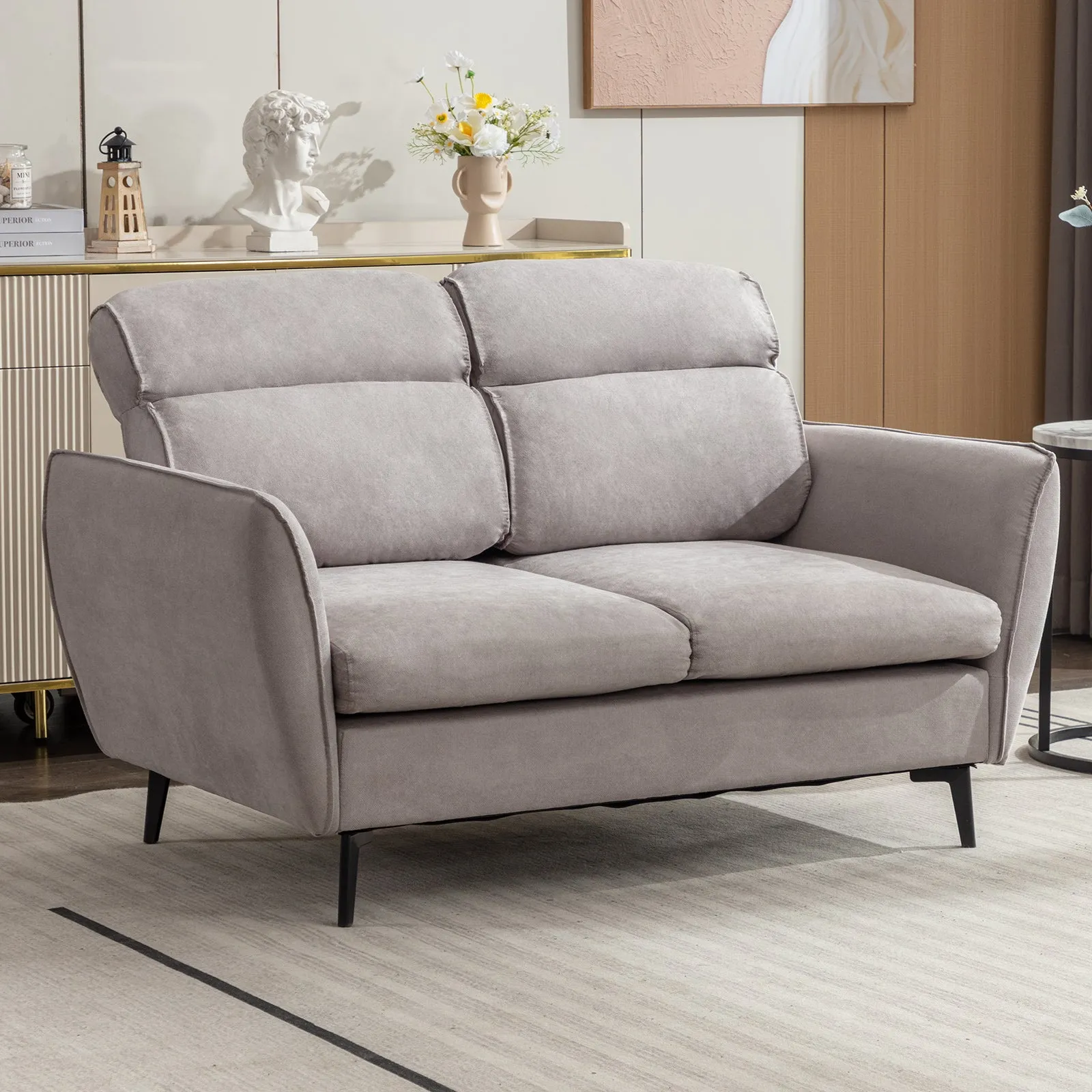 Cecer Living Room Sofa Set, Linen Sofa Sectional Couches for Living Room with Spacious Seat and Sturdy Wooden Frame
