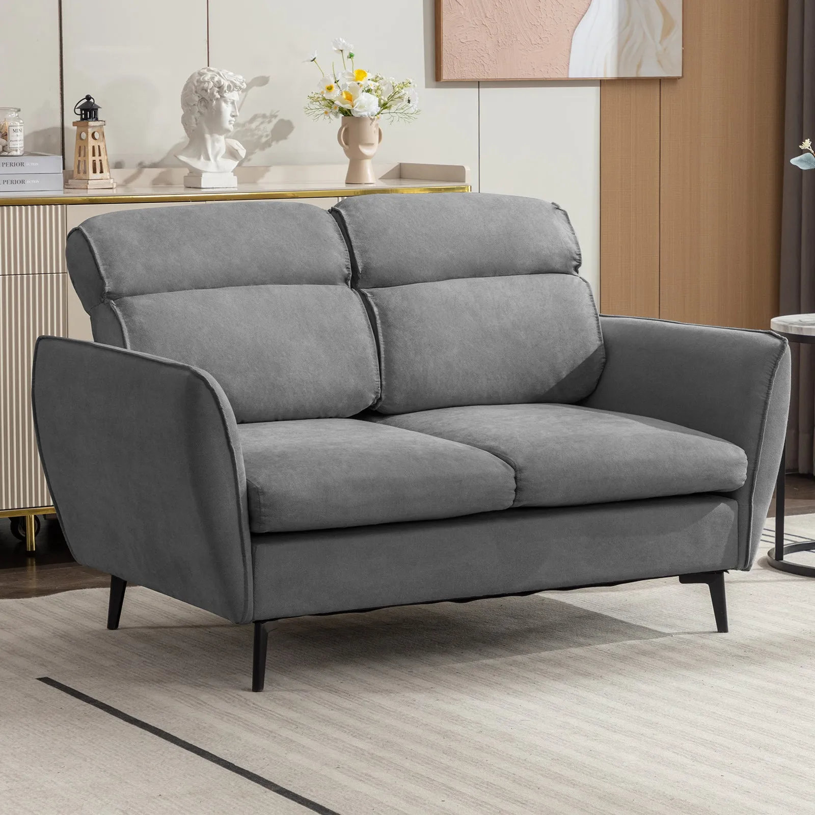 Cecer Living Room Sofa Set, Linen Sofa Sectional Couches for Living Room with Spacious Seat and Sturdy Wooden Frame