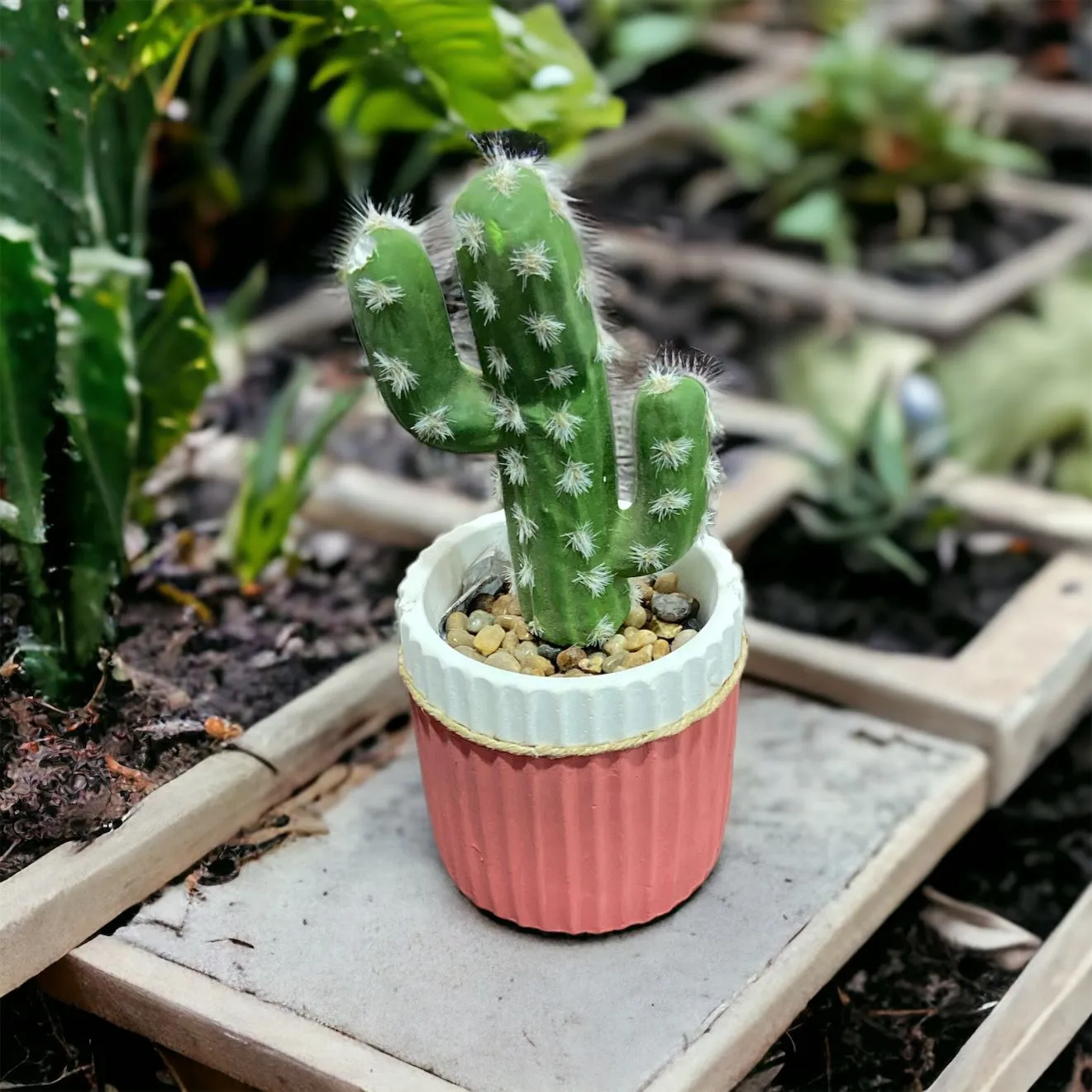 Cemented Lined Flower Pot with Jute Rope