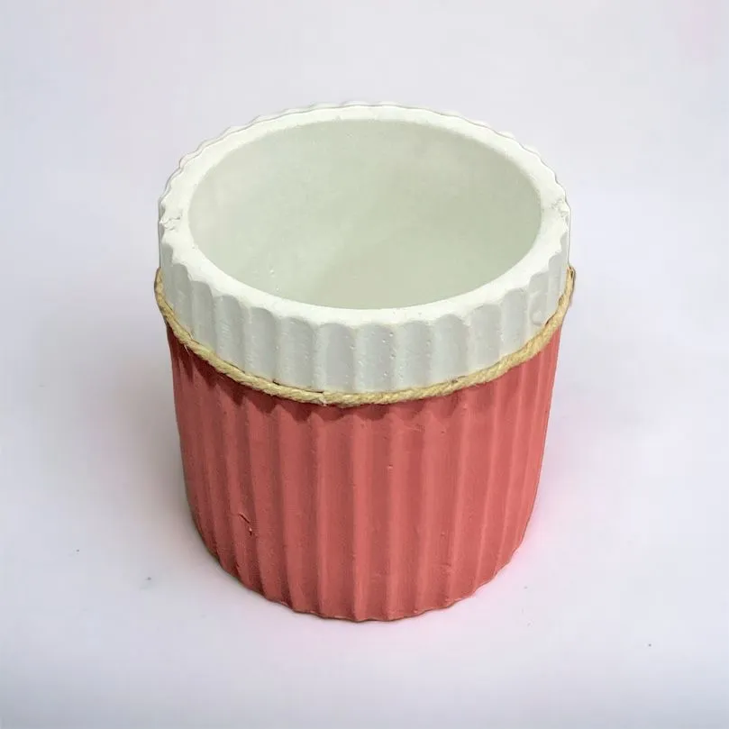 Cemented Lined Flower Pot with Jute Rope