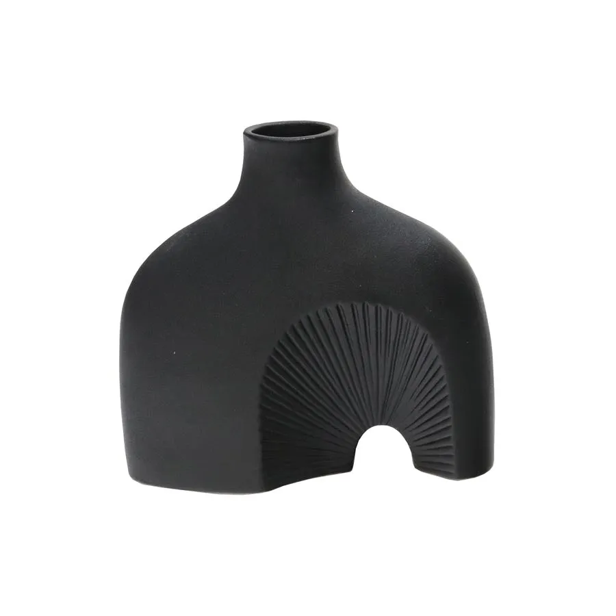 Ceramic Abstract Vase - Black (15cm)