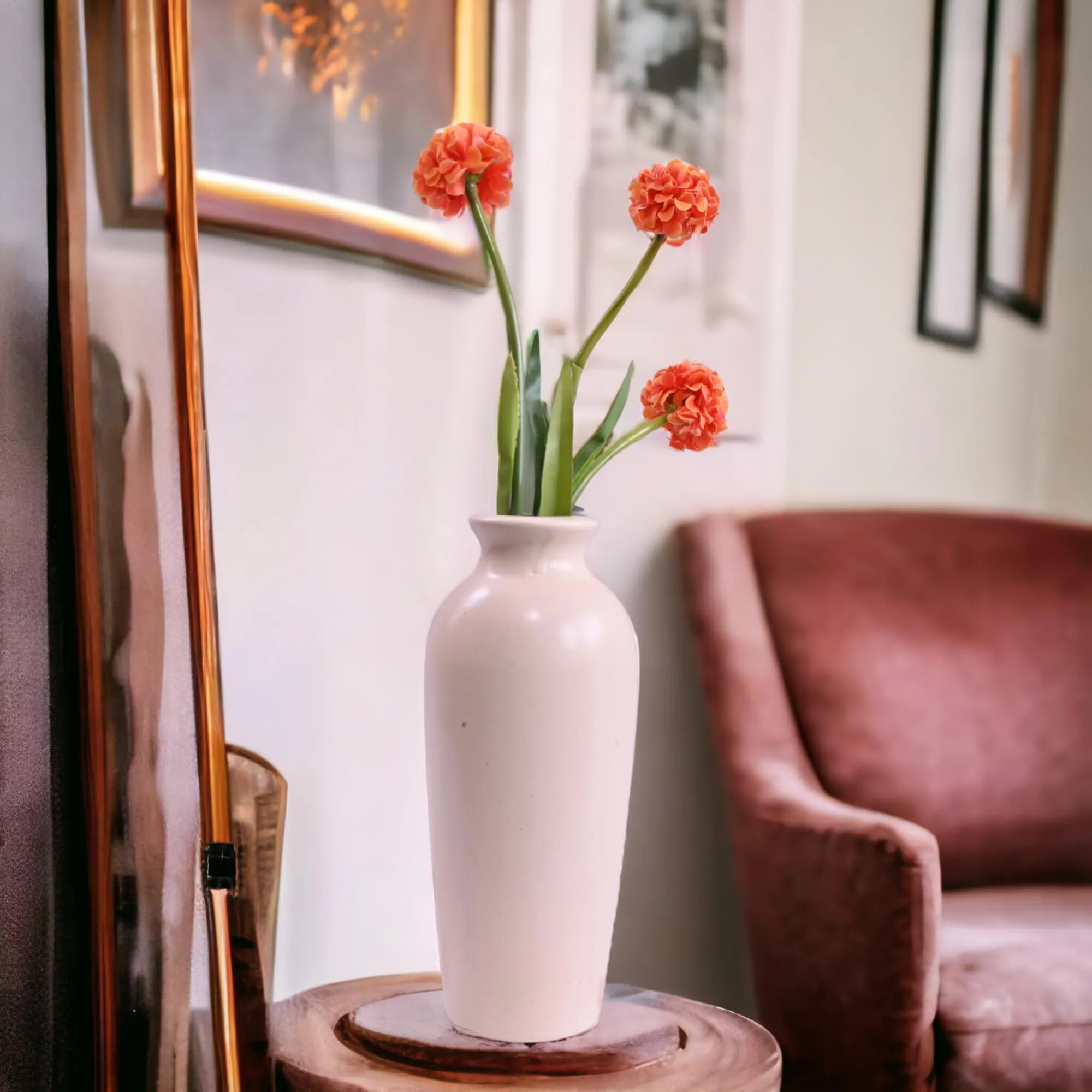 Ceramic Flower Vase for Home Décor (10 x 4) Inches Ceramic Vase Pot Centrepiece Floral Vase for Living Room Home Cafés & Office