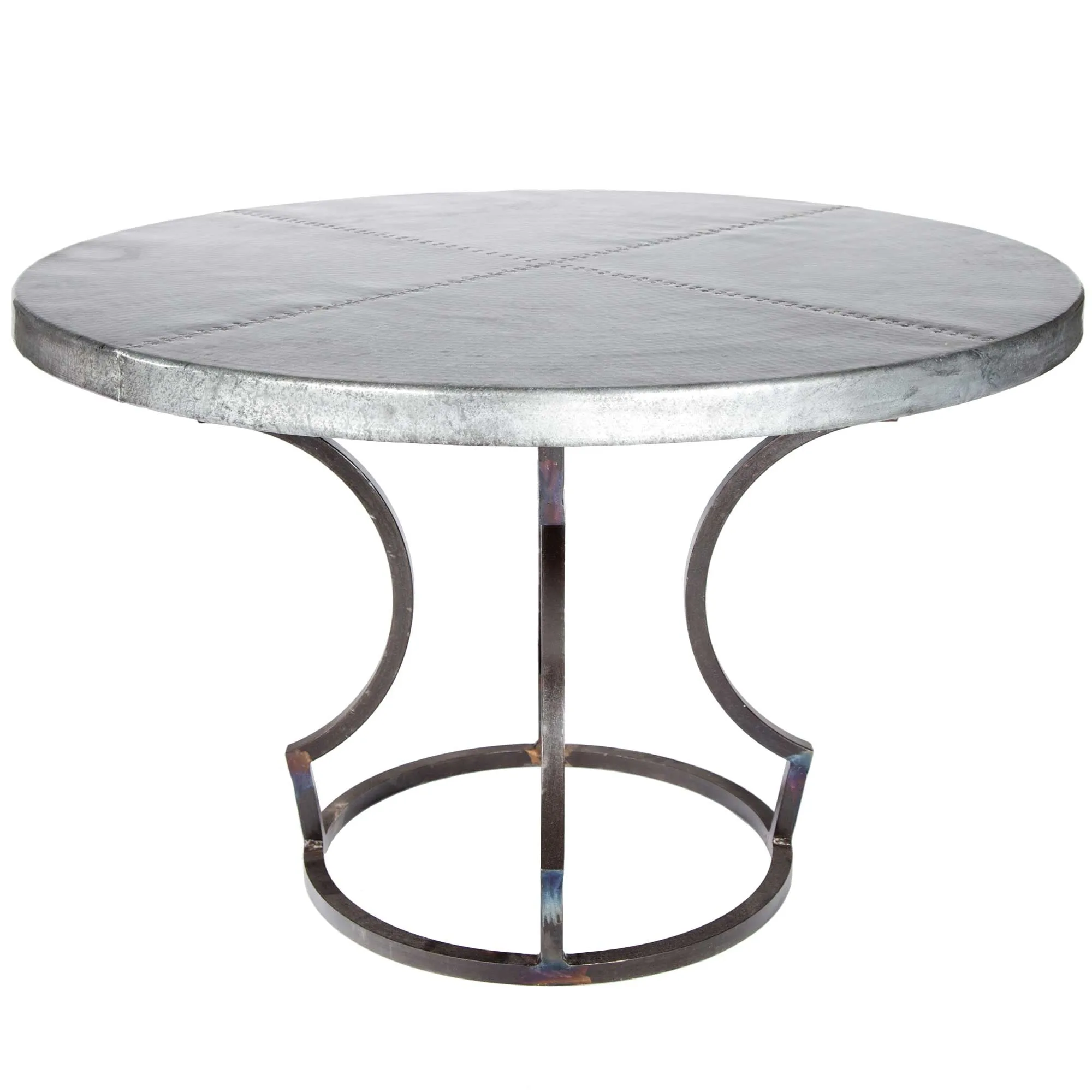 Charles Dining Table with 48" Round Hammered Zinc Top