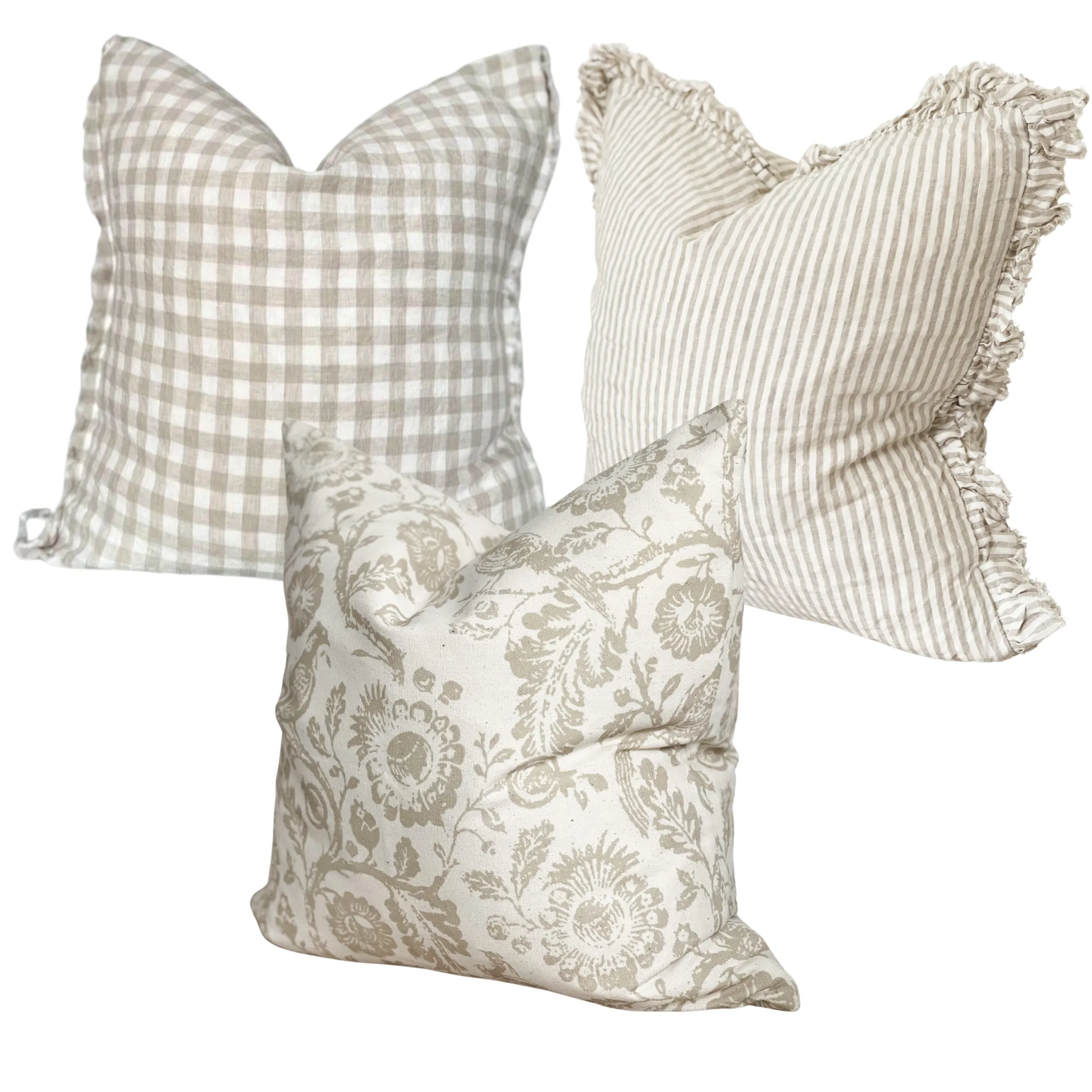 Charlotte Beige and Cream Country Cushion Set