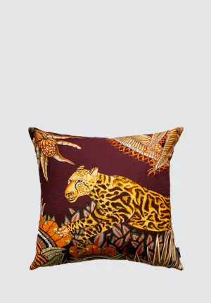 Cheetah Kings Forest | Plum Cotton Cushion Cover