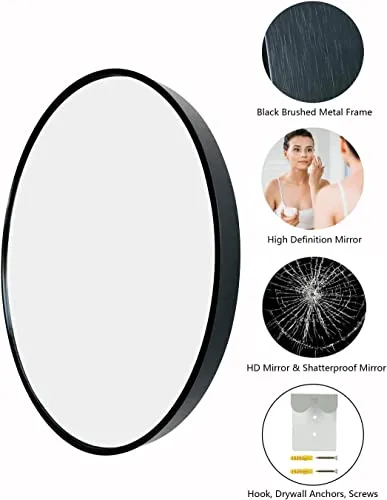 Cheval Glass Designer Round Wall Mirror for Bathroom/Living Room/Bedroom/wash Basin Sink 21 X 21 Inches