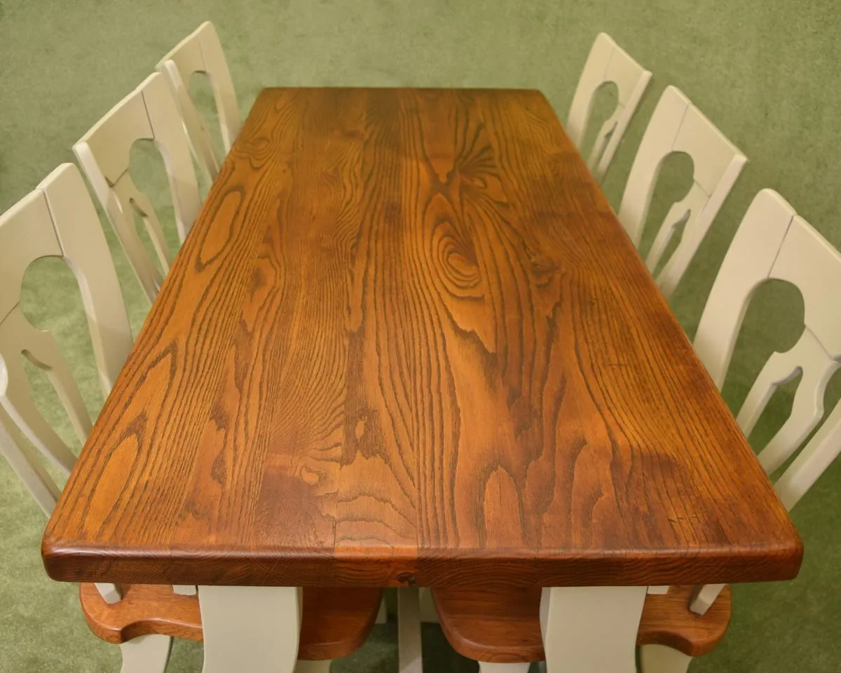 Chic Painted Dutch Oak Table & 6 Chairs