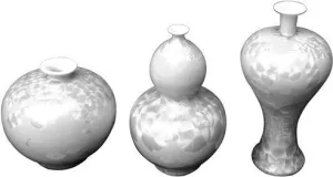 Chinoiserie White Crystal Shell Vases - Set of 3